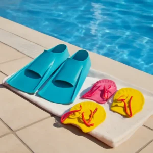 Palmes et plaquettes de natation.