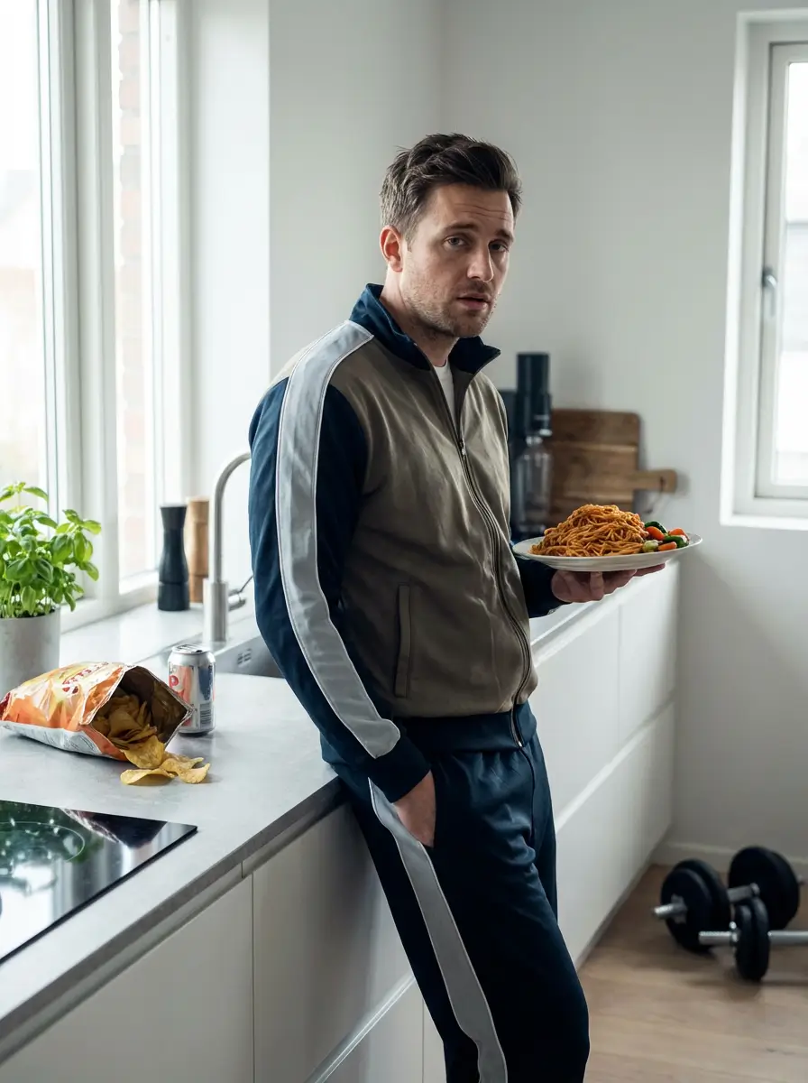 Nutrition Sportive Algérie : Guide Complet 2026 1 Courda – Équipements Sport & Fitness en Algérie Habitudes alimentaires déséquilibrées d un sportif en Algérie avec chips et soda avant l entraînement