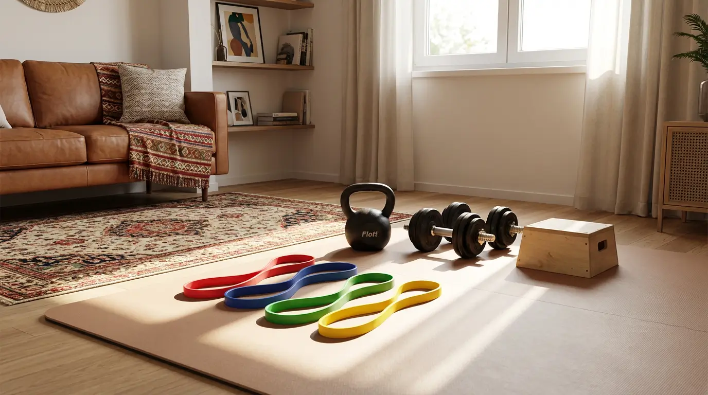 Puissance Musculaire Algérie 2026 : Guide + Programme 5 Courda – Équipements Sport & Fitness en Algérie Équipement puissance musculaire en Algérie avec bandes élastiques, kettlebell et haltères rechargeables pour entraînement explosif à la maison