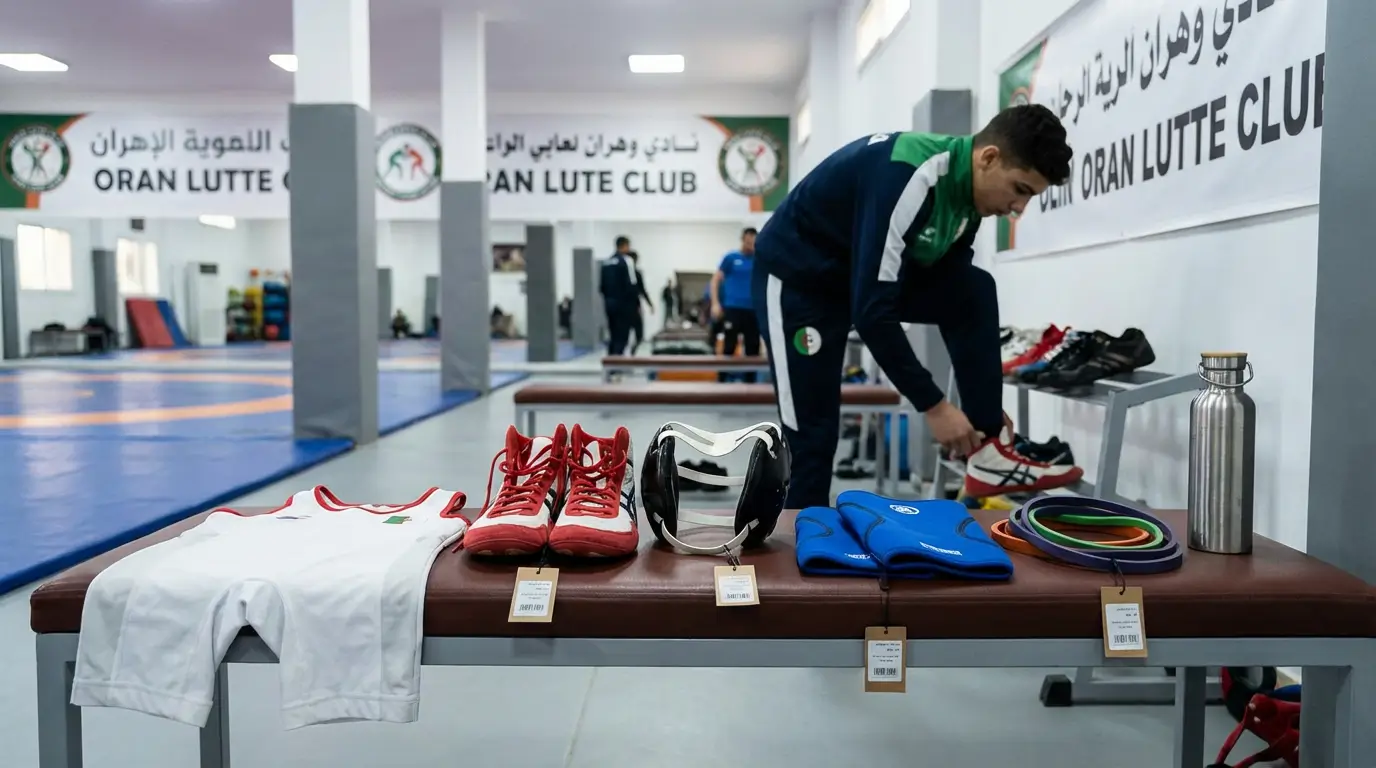 La Lutte en Algérie 2026 : Guide Complet + Équipement 4 Courda – Équipements Sport & Fitness en Algérie Équipement lutte Algérie singlet chaussures protège-oreilles bandes élastiques Courda débutants