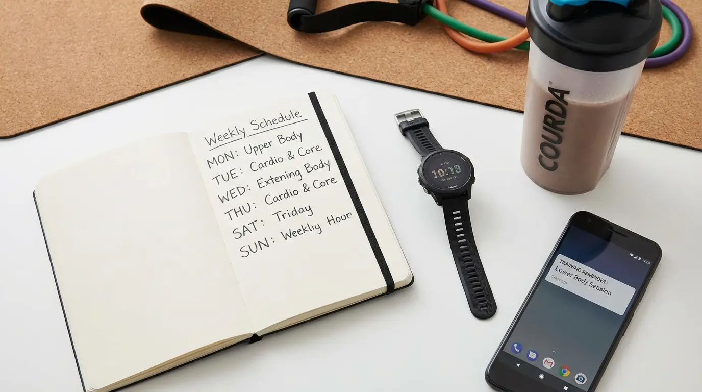 Perte de Poids Algérie 2026 : Guide + Programme Efficace 7 Courda – Équipements Sport & Fitness en Algérie Planning d'entraînement perte de poids 4 semaines en Algérie avec programme sport maison, shaker et équipement fitness