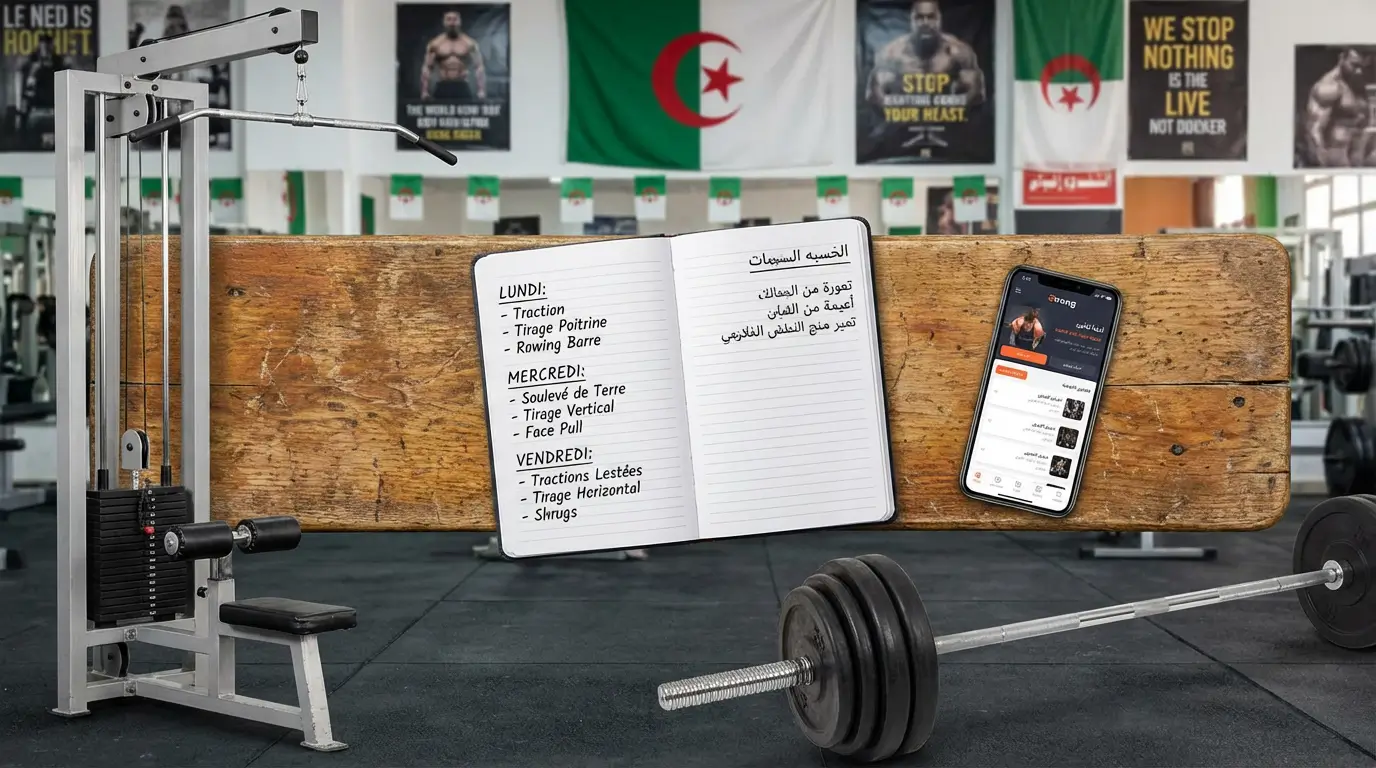 Lat Pull Down Algérie :Guide Complet Technique 2026 4 Courda – Équipements Sport & Fitness en Algérie Transformation physique avant après grâce au lat pull down et à un programme dos sérieux en Algérie