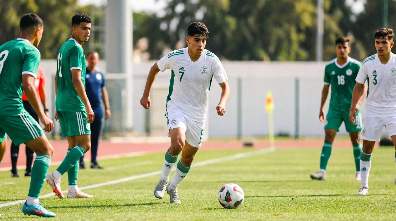 Puissance Musculaire Algérie 2026 : Guide + Programme 6 Courda – Équipements Sport & Fitness en Algérie Footballiste algérien montrant les bénéfices d'un entraînement puissance musculaire sur la vitesse, l'explosivité et la confiance en match