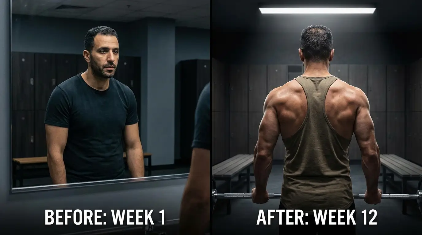 Barbell Row Algérie 2026 : Guide Technique + Programme 4 Courda – Équipements Sport & Fitness en Algérie Résultats barbell row en Algérie montrant un dos plus épais et musclé après plusieurs semaines de programme rowing barre