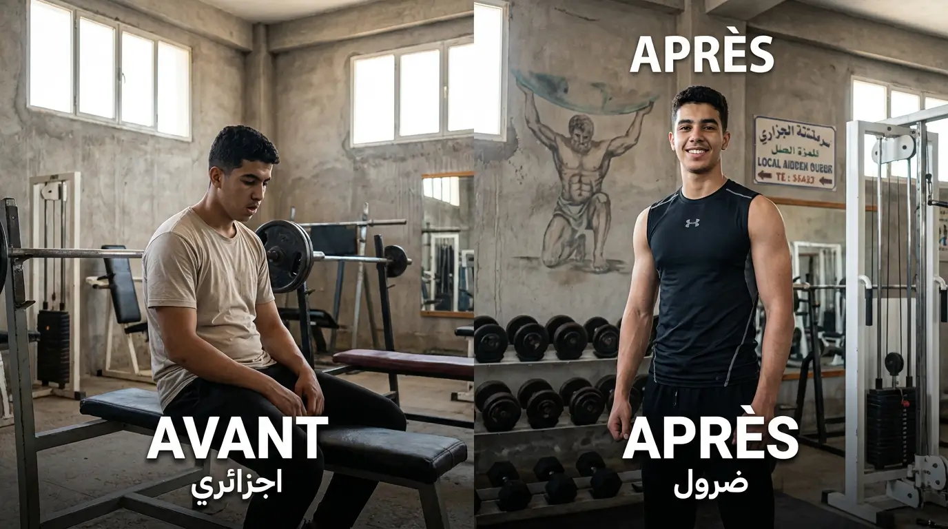 Gainage Algérie 2026 : Guide Complet Exercices & Résultats 2 Courda – Équipements Sport & Fitness en Algérie Resultats du gainage en Algerie montrant une amelioration de la posture du core et des abdos plus definis avec plus de confiance en soi apres plusieurs semaines de programme