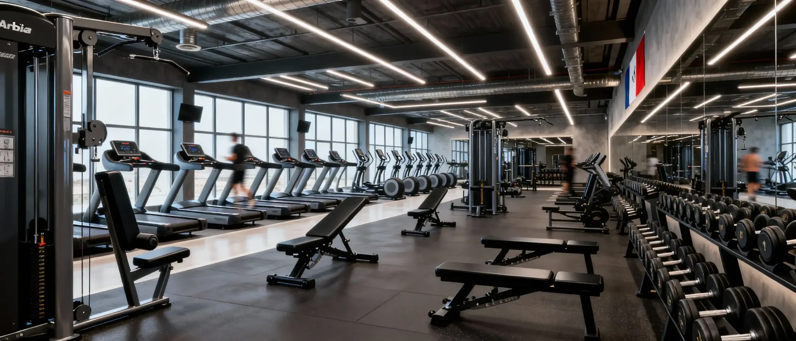 Salle de Sport en Algérie : Guide Complet 2026 4 Courda – Équipements Sport & Fitness en Algérie Intérieur moderne d'une salle de sport à Alger en Algérie avec équipements professionnels zone cardio et espace musculation complet