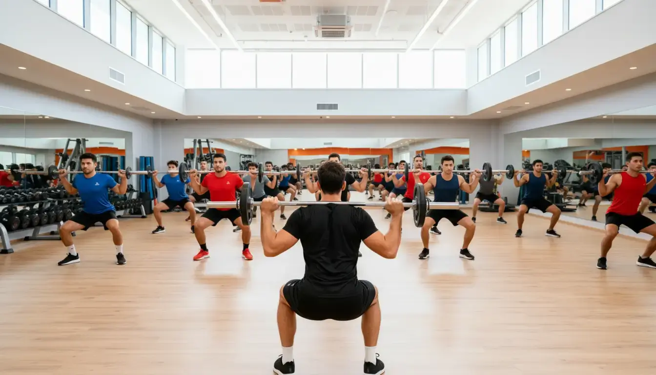 Salle de Sport en Algérie : Guide Complet 2026 3 Courda – Équipements Sport & Fitness en Algérie Cours collectif de fitness dans une salle de sport en Algérie avec participants algériens et coach professionnel pour entraînement de groupe