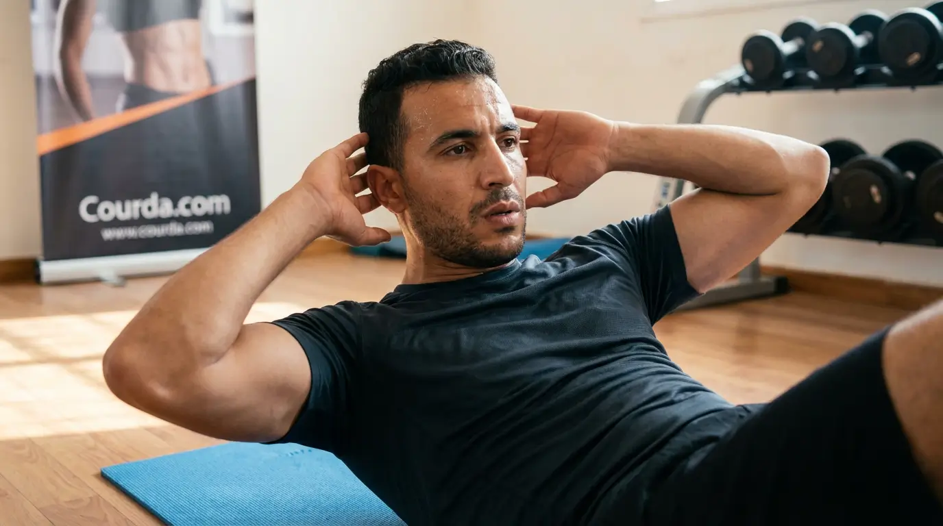 Crunch Abdos Algérie 2026 : Guide Complet + Programme 2 Courda – Équipements Sport & Fitness en Algérie Technique crunch abdominal correcte Algérie homme tapis fitness ventre plat abdos supérieurs