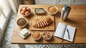 Aliments riche en protéines en Algérie pour musculation et fitness avec œufs poulet poisson légumineuses fruits secs et whey