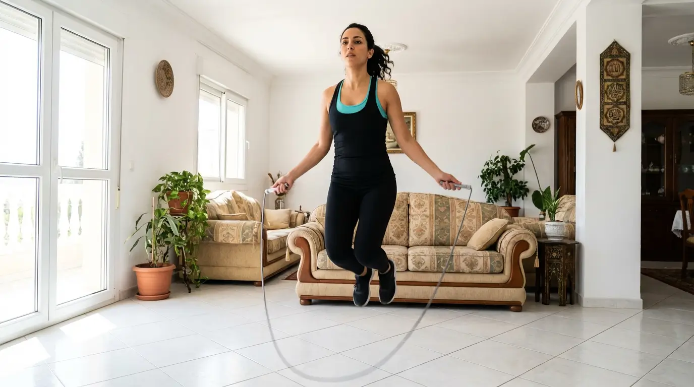 Comment Perdre du Poids Algérie 2026 : 7 Étapes Efficaces 3 Courda – Équipements Sport & Fitness en Algérie Exercice cardio corde à sauter pour perdre du poids rapidement à la maison en Algérie femme entraînement HIIT