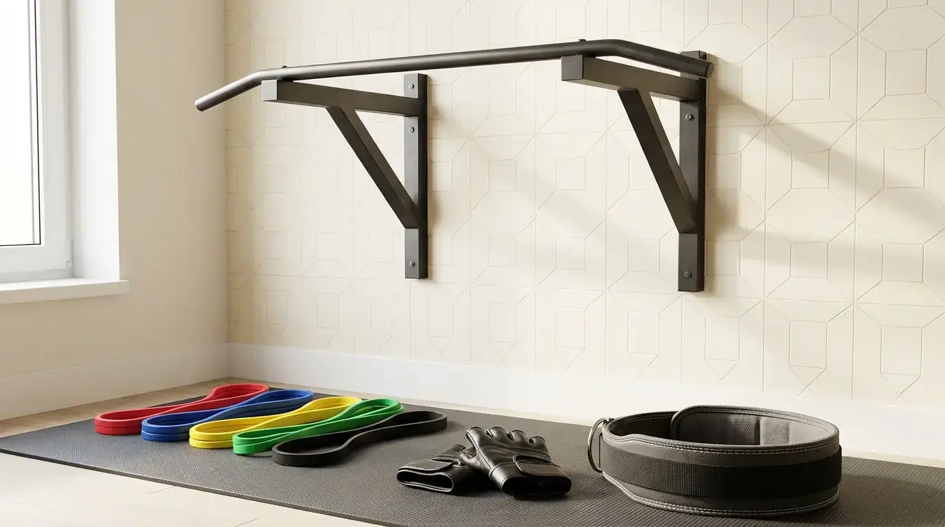 Chin Up Algérie 2026 : Guide Complet Technique & Programme 4 Courda – Équipements Sport & Fitness en Algérie Équipement chin up Algérie avec barre de traction murale bandes élastiques gants et ceinture de lest pour musculation à domicile