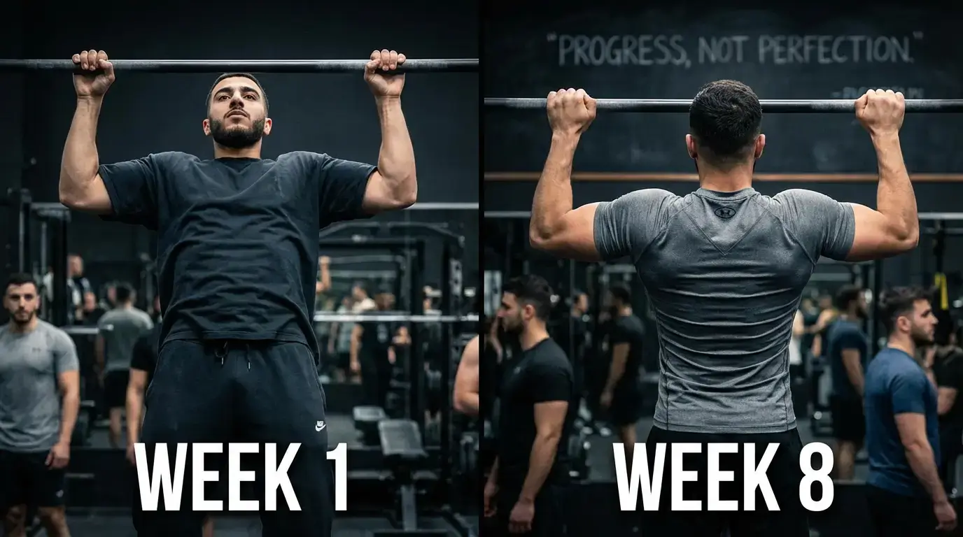 Chin Up Algérie 2026 : Guide Complet Technique & Programme 1 Courda – Équipements Sport & Fitness en Algérie Résultats chin up Algérie avec transformation du dos en V et bras plus musclés après programme de tractions en supination