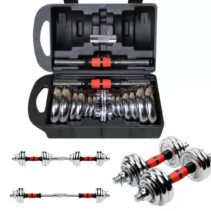 Valise De Musculation Chromé Flott – 15 / 20 / 30 Kg – Haltères Rechargeable